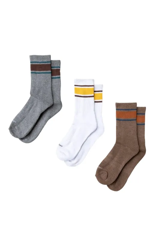 STRIPE 3 PK CREW SOCK Multi sold by REVOLVR Menswear