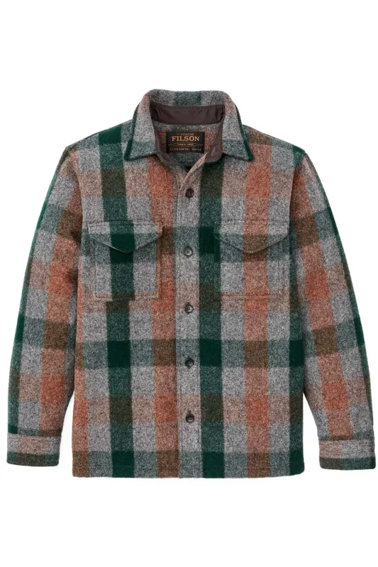 MACKINAW WOOL JAC-SHIRT Green/Orange/Gray Plaid sold by REVOLVR Menswear