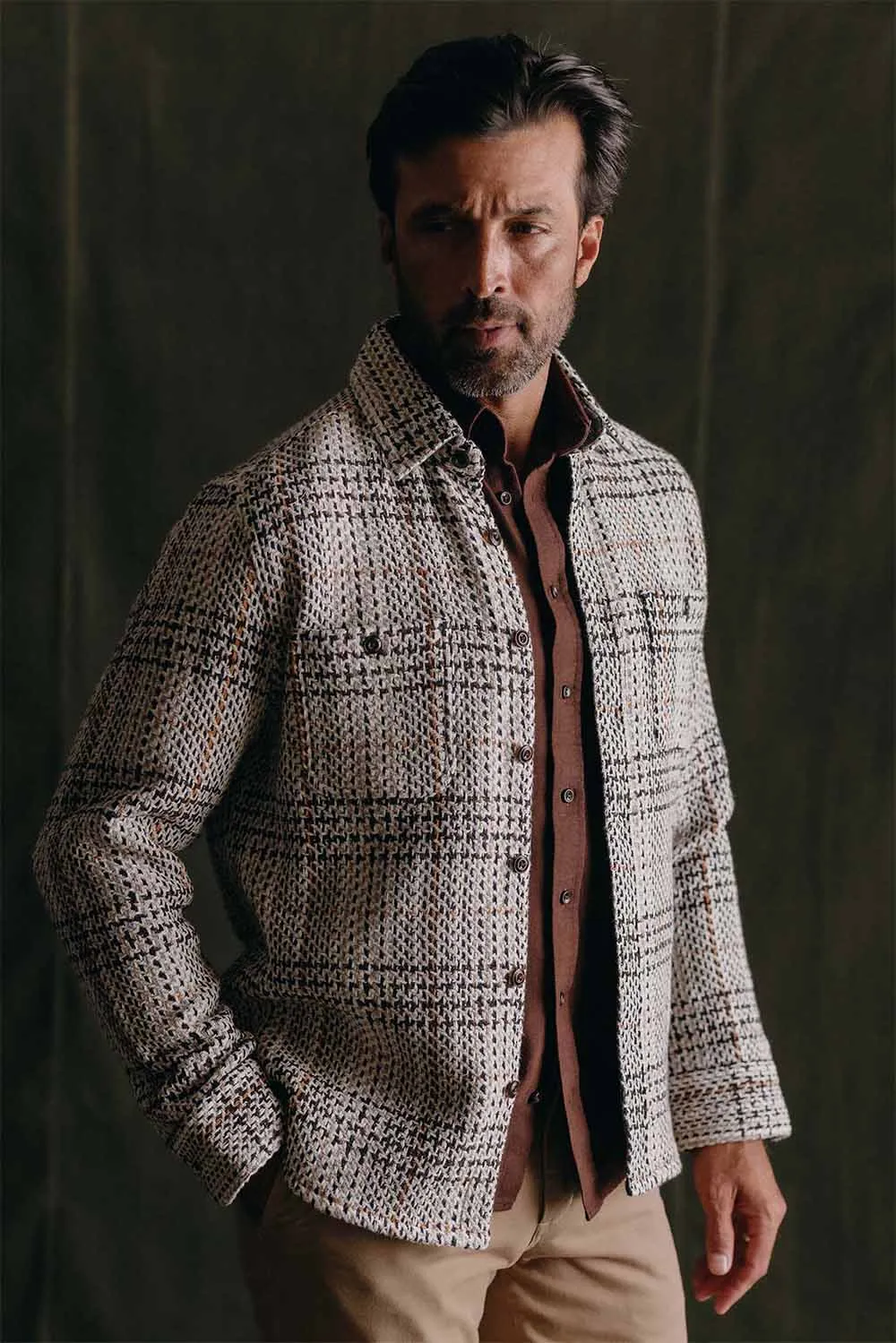 THE CUTTER OVERSHIRT Stone Plaid sold by REVOLVR Menswear product image thumbnail 2