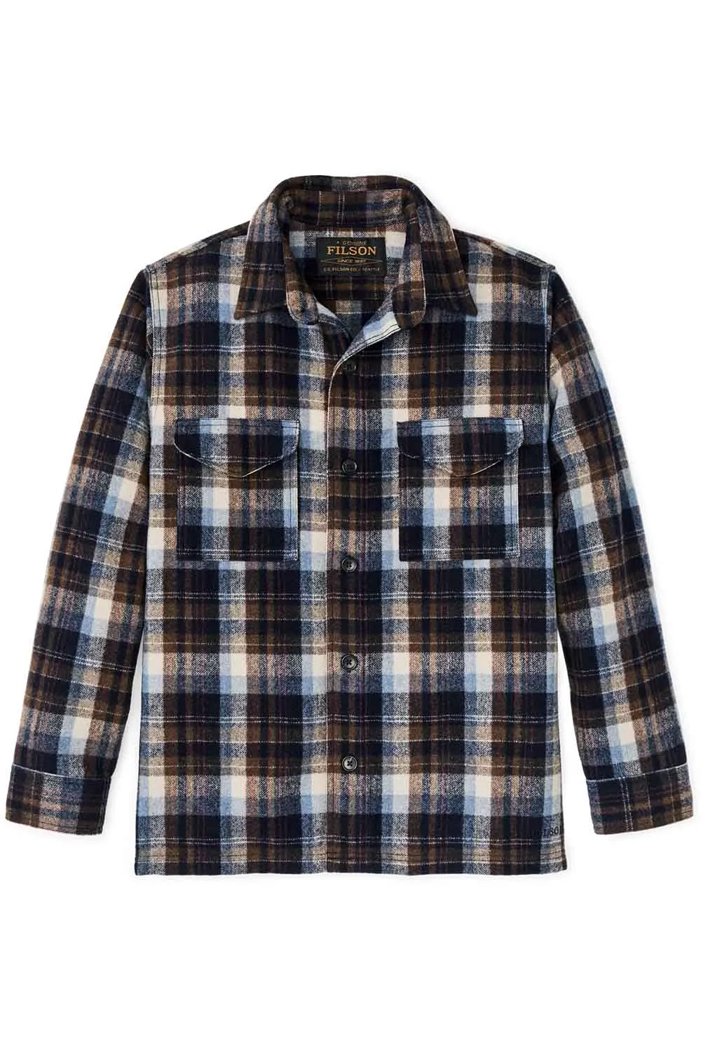 FILSON JAC SHIRT Brown/Light Blue Multi Plaid sold by REVOLVR Menswear