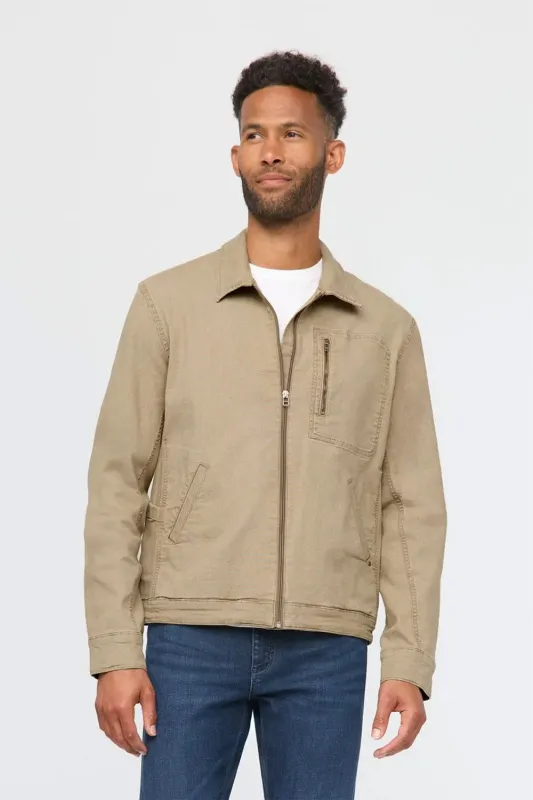 STRETCH CANVAS UTILITY JACKET Tan sold by REVOLVR Menswear