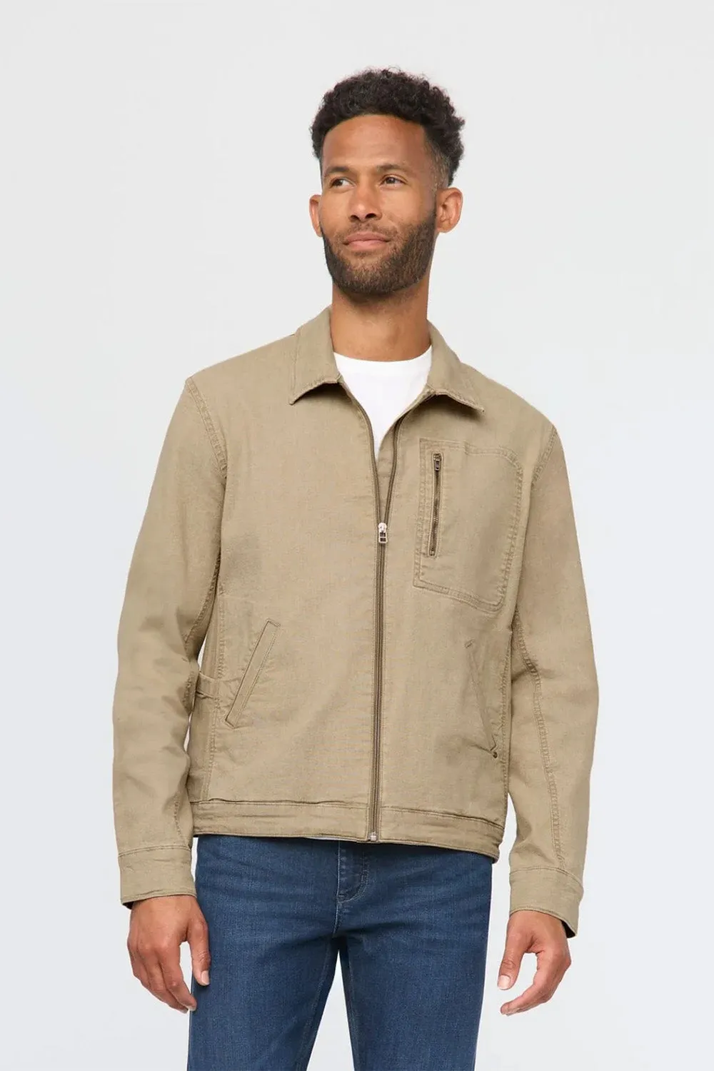 STRETCH CANVAS UTILITY JACKET Tan sold by REVOLVR Menswear
