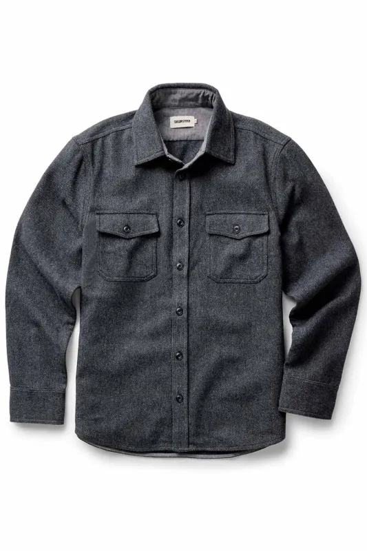 THE CPO SHIRT Heather Slate Twill sold by REVOLVR Menswear