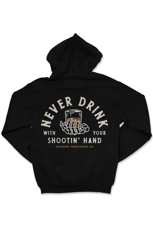 SHOOTIN' HAND HOODIE Black sold by REVOLVR Menswear
