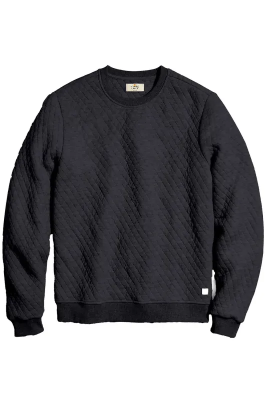 CORBET QUILTED CREWNECK Charcoal made by Marine Layer