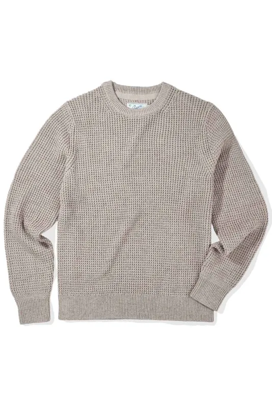 GUERNSEY WAFFLE CREW Oatmeal sold by REVOLVR Menswear