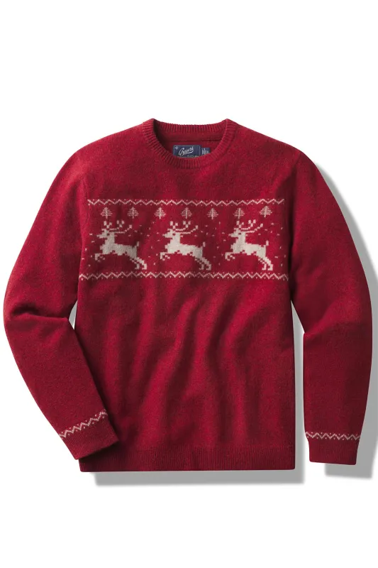 REINDEER LAMBSWOOL CREW Holiday Red sold by REVOLVR Menswear