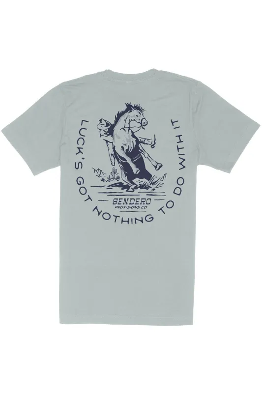 NO LUCK T-SHIRT Big Sky Blue sold by REVOLVR Menswear