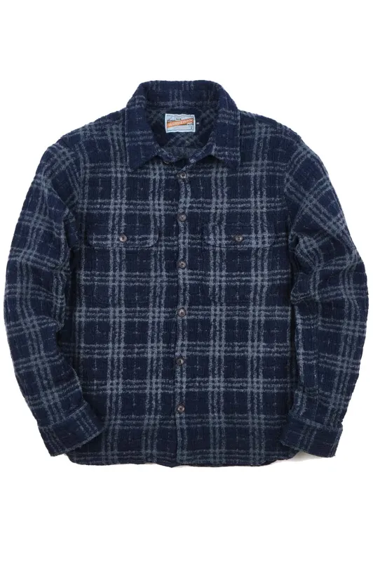 BENSON PLAID LS Indigo Plaid sold by REVOLVR Menswear
