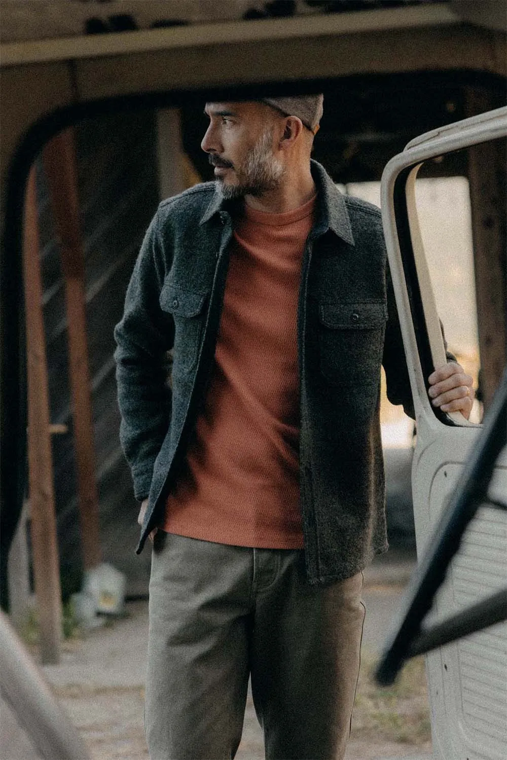 THE CONNOR OVERSHIRT Heather Olive Boucle sold by REVOLVR Menswear product image thumbnail 2