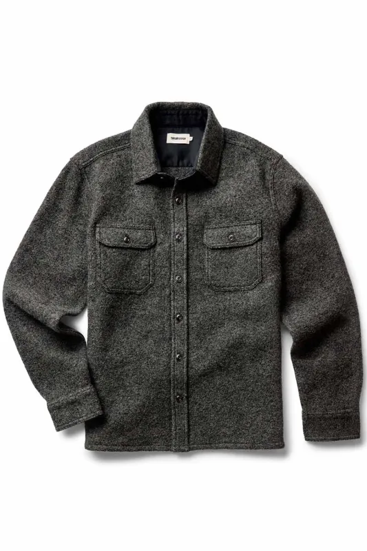 THE CONNOR OVERSHIRT Heather Olive Boucle sold by REVOLVR Menswear