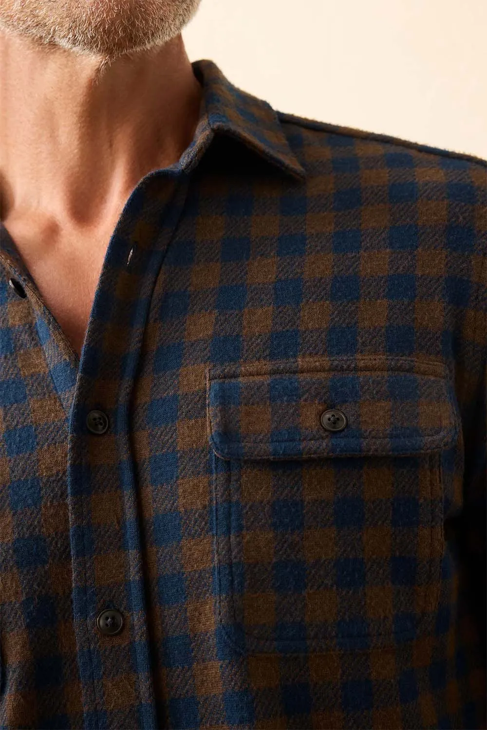 LEGEND SWEATER SHIRT Navy Woodland Check sold by REVOLVR Menswear product image thumbnail 3