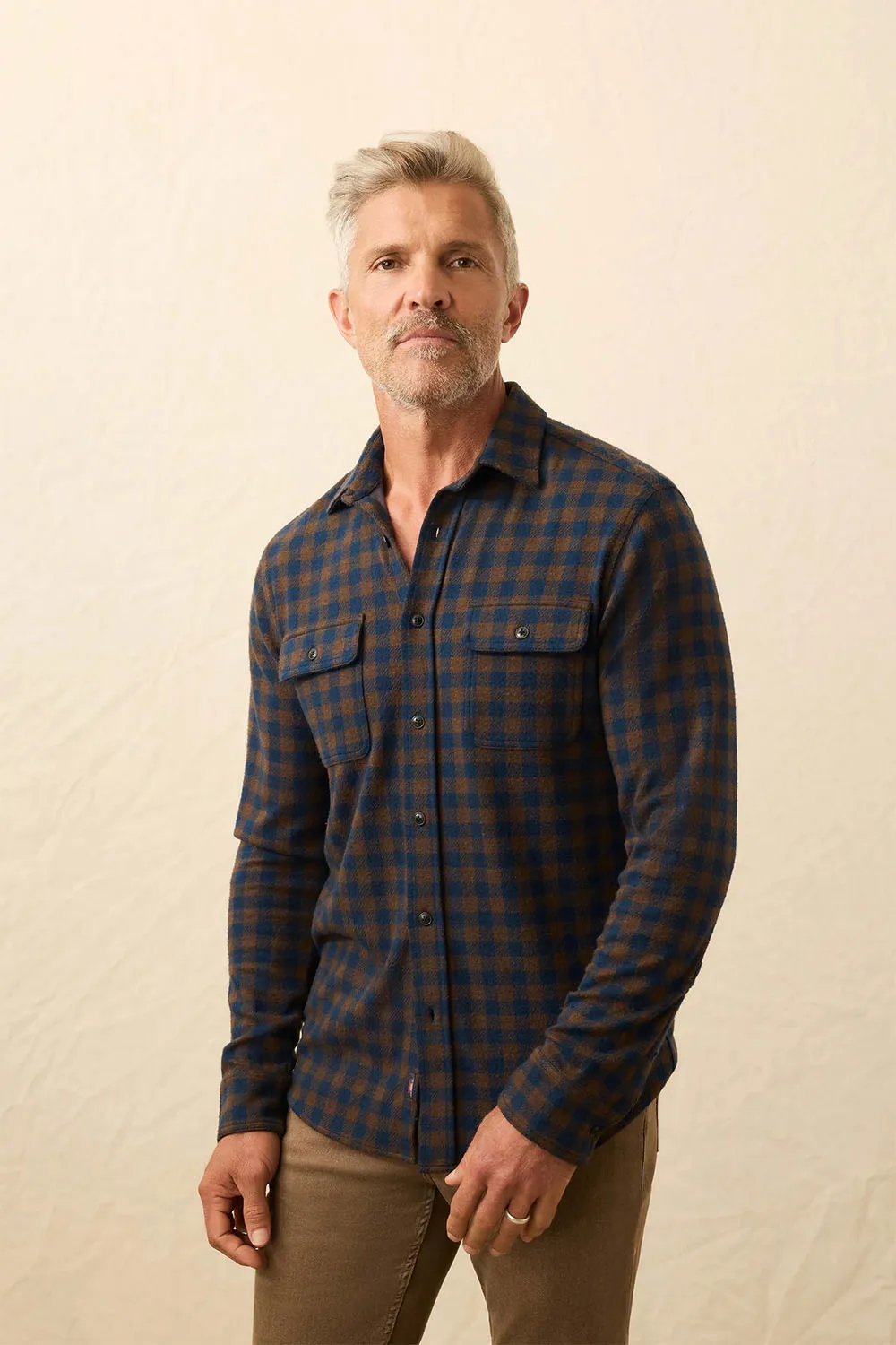 LEGEND SWEATER SHIRT Navy Woodland Check sold by REVOLVR Menswear