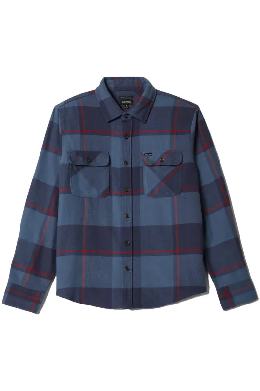 BOWERY LS FLANNEL Bering Sea/Mood Indigo/Adrenal sold by REVOLVR Menswear