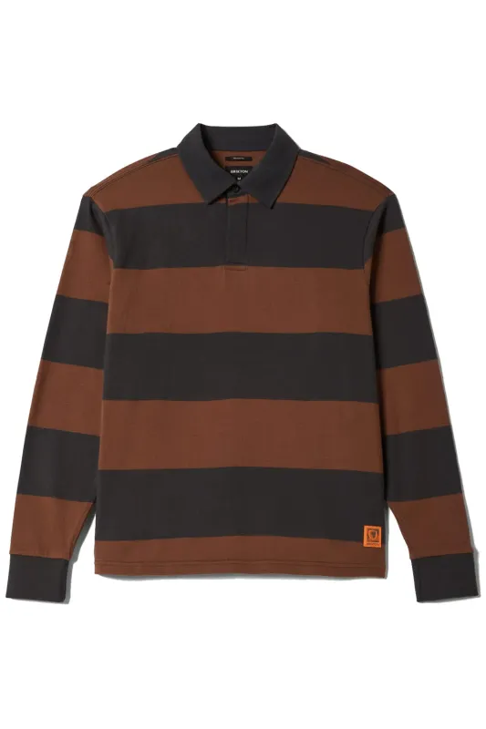 UNION HW RUGBY POLO Washed Black/Pinecone Brown made by Brixton