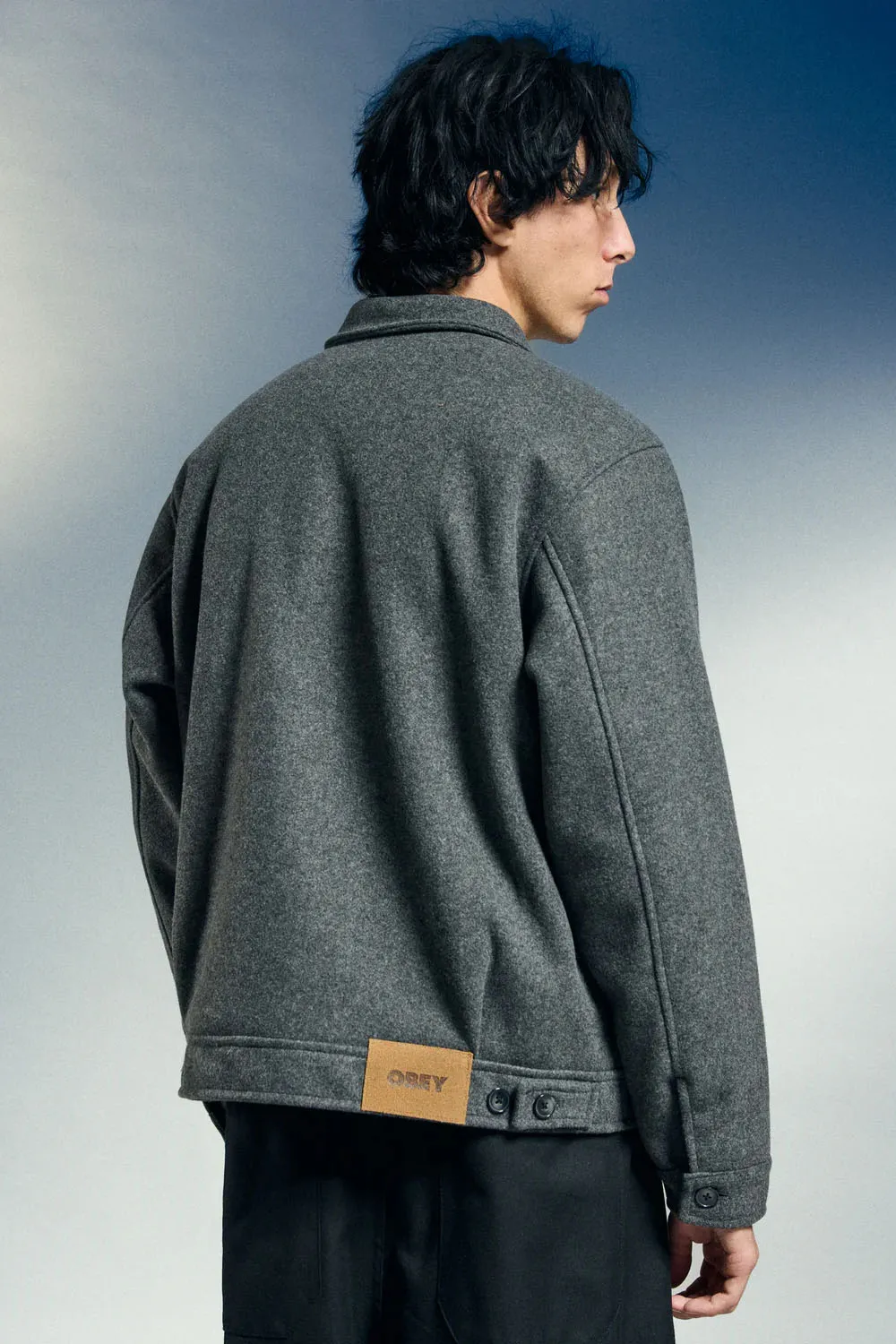 LENOX ZIP JACKET Dark Grey Melange sold by REVOLVR Menswear product image thumbnail 3