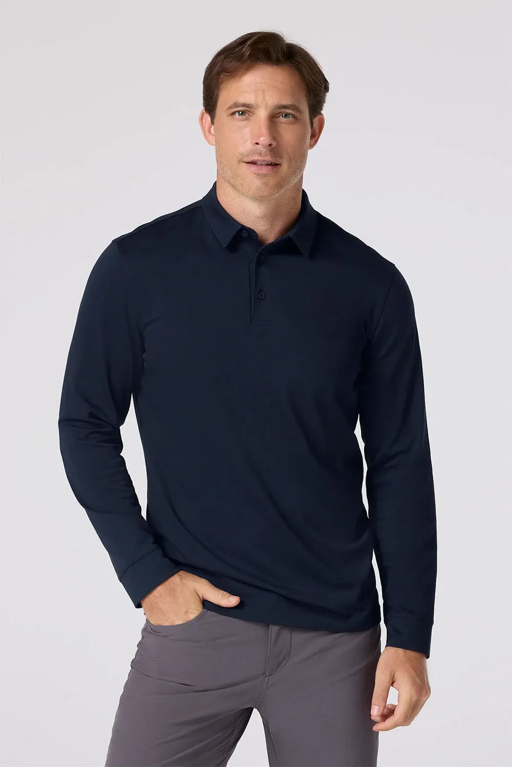 KENT LS POLO Navy sold by REVOLVR Menswear