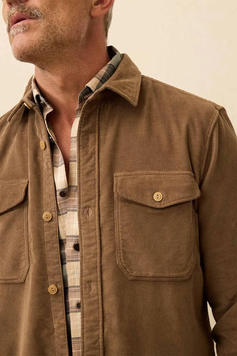 STRETCH TERRY CORD WORKSHIRT Timber sold by REVOLVR Menswear product image thumbnail 3
