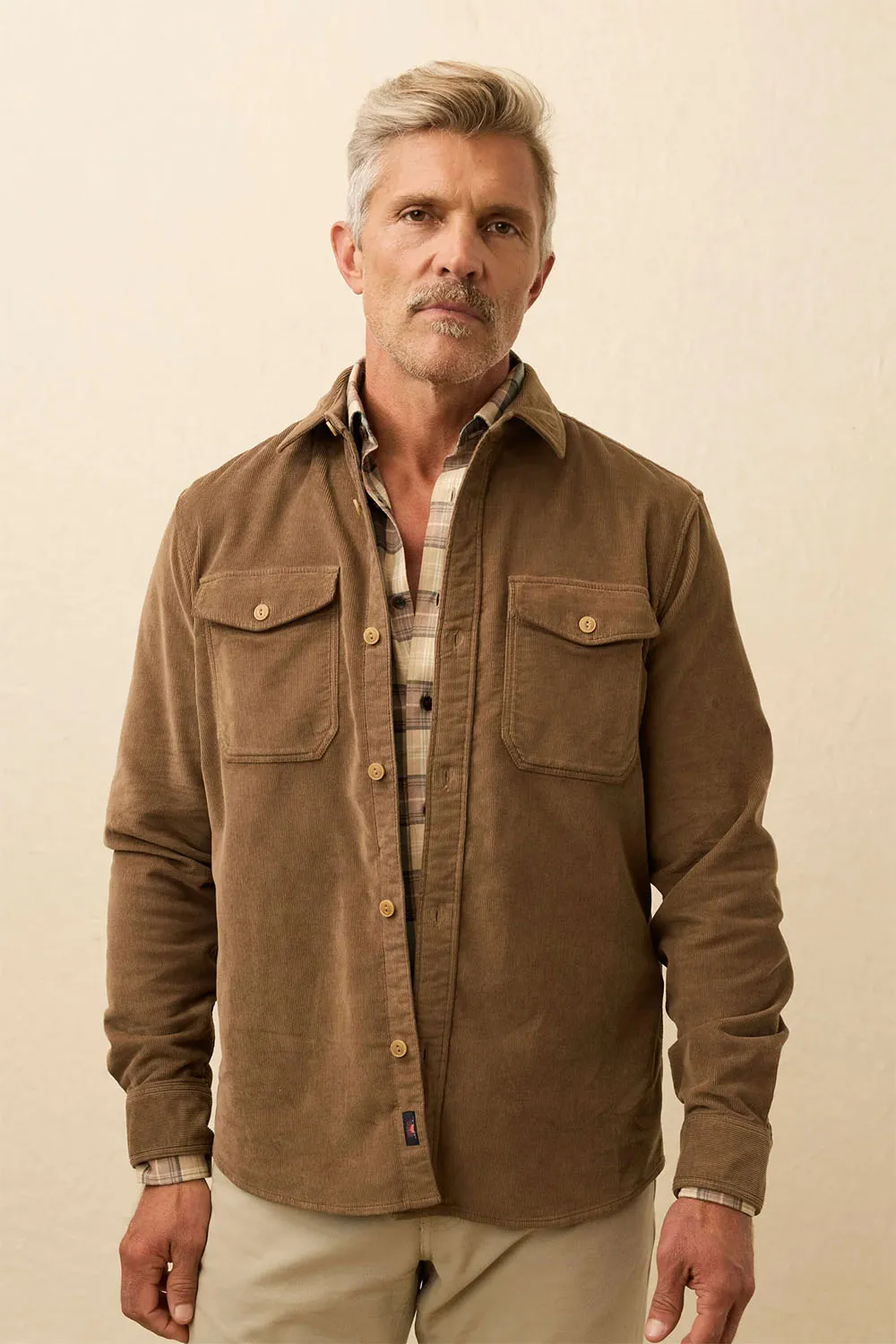 STRETCH TERRY CORD WORKSHIRT Timber sold by REVOLVR Menswear