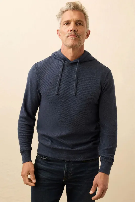 LEGEND SWEATER HOODIE Brighton Navy Twill sold by REVOLVR Menswear