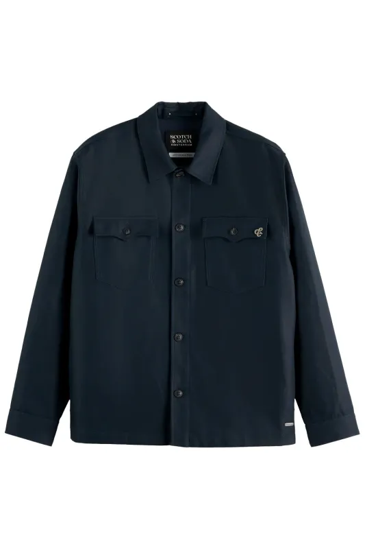 COTTON-BLEND TWILL OVERSHIRT Carbon sold by REVOLVR Menswear
