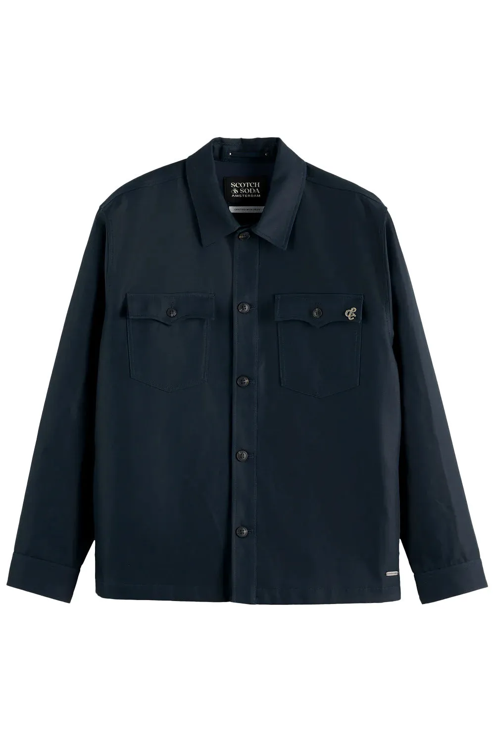 COTTON-BLEND TWILL OVERSHIRT Carbon sold by REVOLVR Menswear