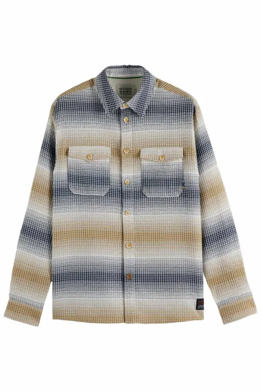 WAFFLE STRIPE SHIRT Oceana/Infinity Stripe sold by REVOLVR Menswear