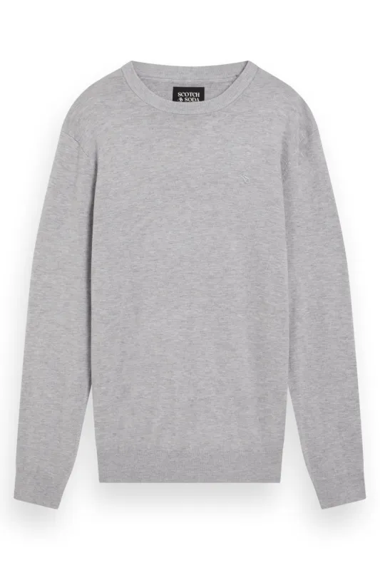 VISCOSE PULLOVER CREWNECK Grey Melange sold by REVOLVR Menswear