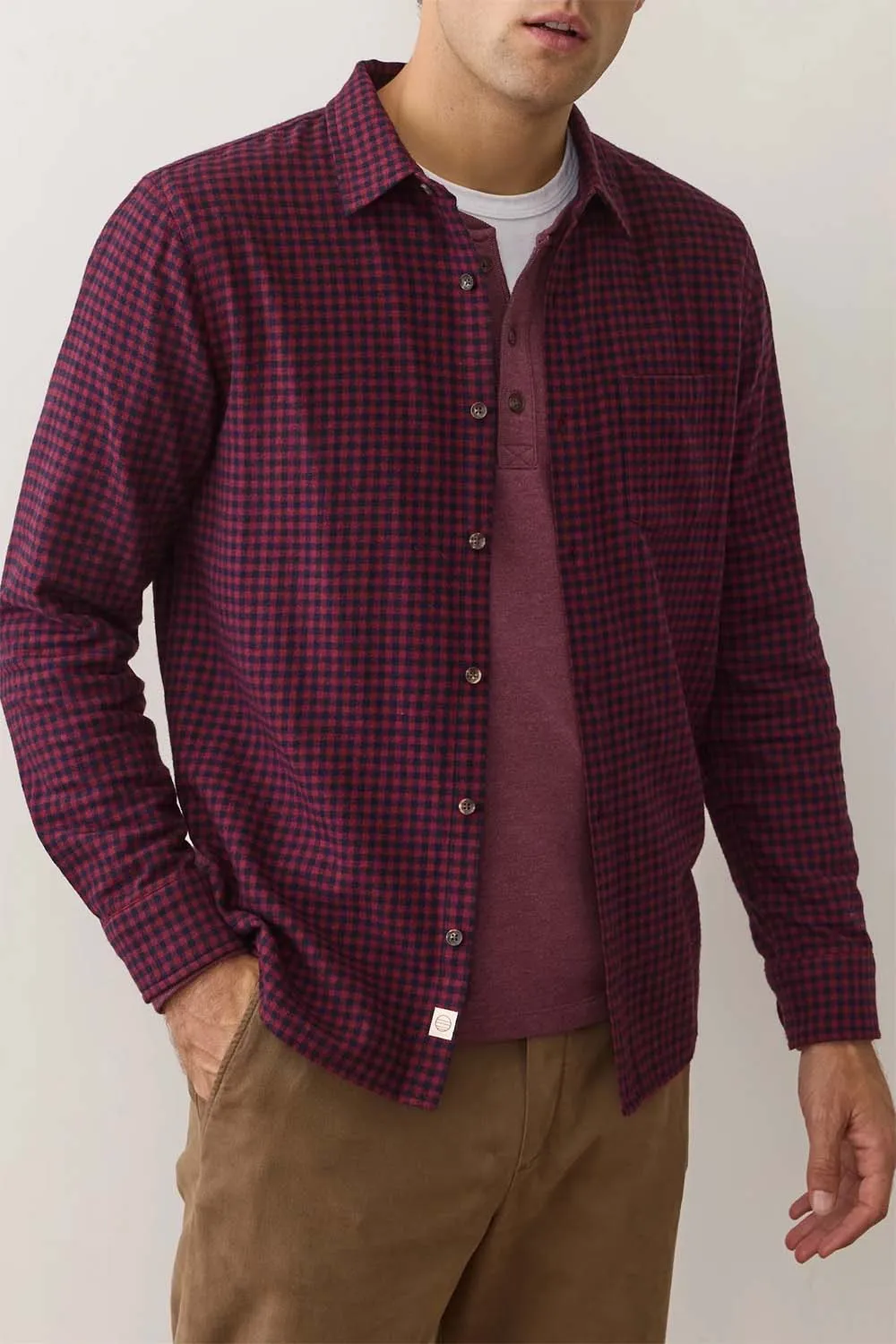 TAHOE FLANNEL SHIRT Navy/Red Gingham sold by REVOLVR Menswear product image thumbnail 3