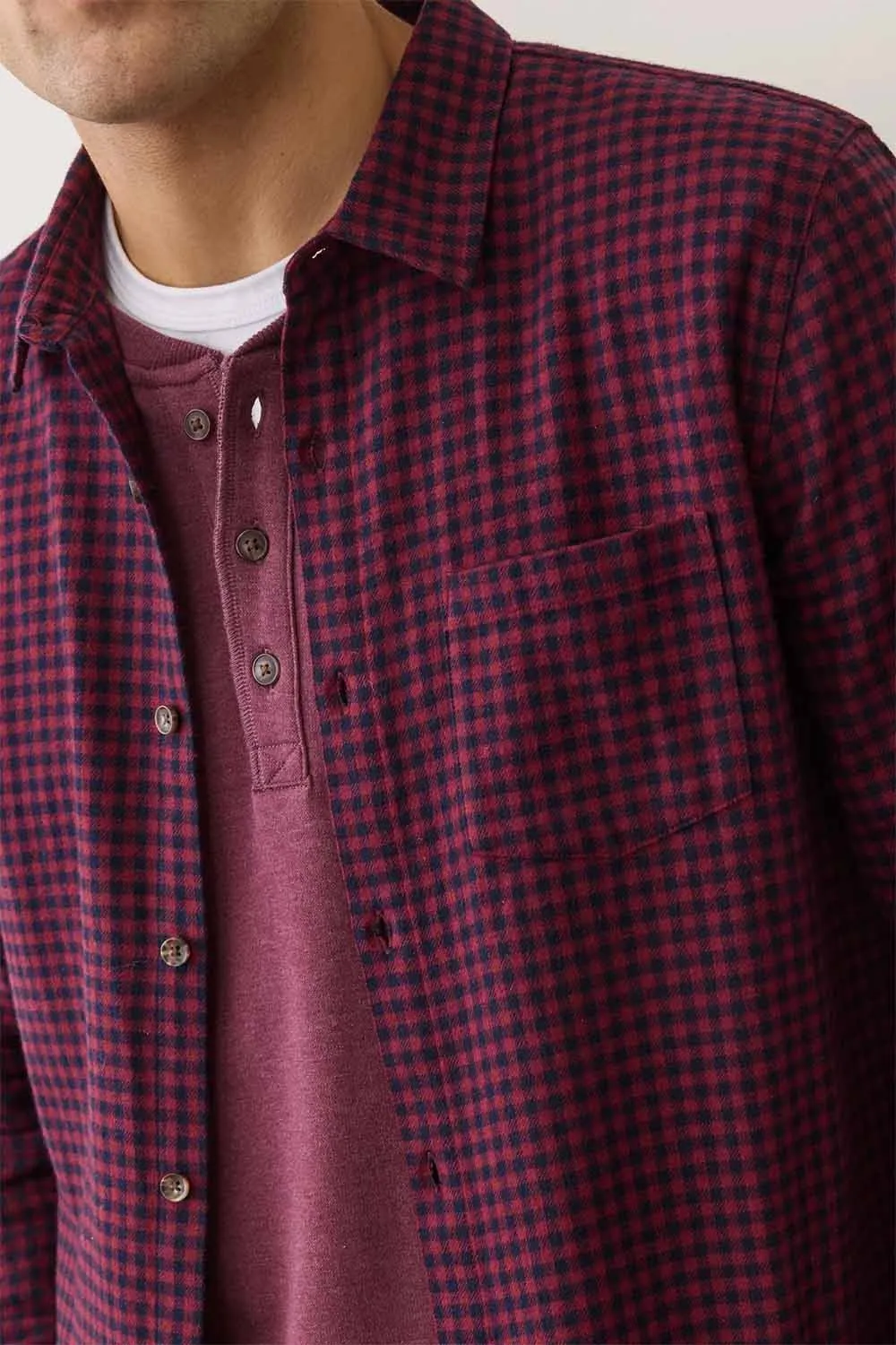 TAHOE FLANNEL SHIRT Navy/Red Gingham sold by REVOLVR Menswear product image thumbnail 4