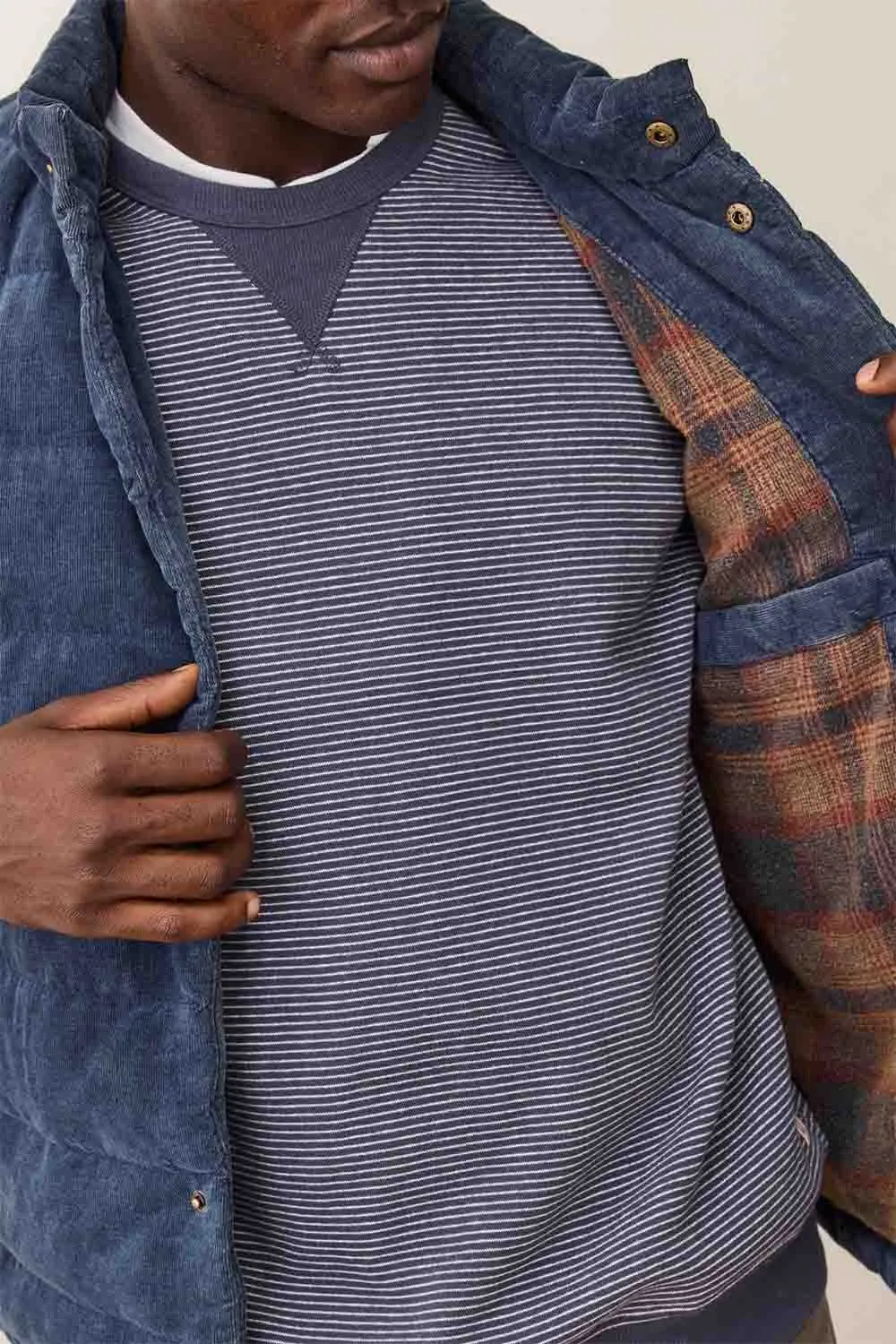 PALISADES CORD PUFFER VEST Washed Indigo sold by REVOLVR Menswear product image thumbnail 4