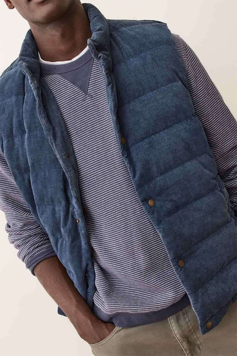 PALISADES CORD PUFFER VEST Washed Indigo sold by REVOLVR Menswear product image thumbnail 2