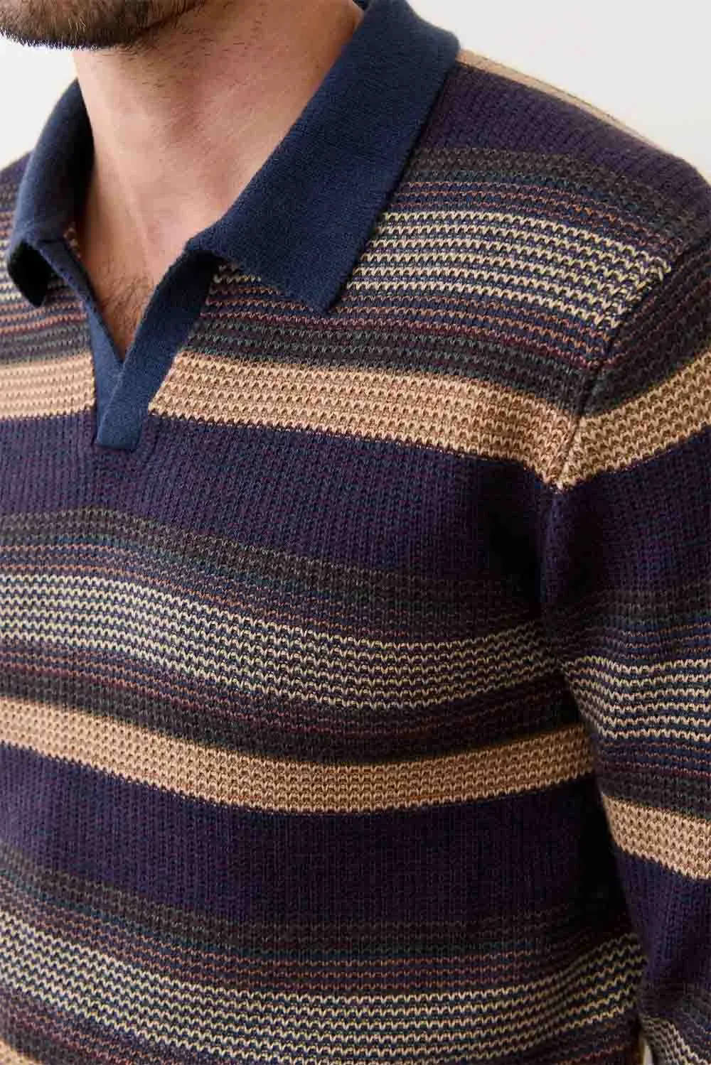 LIAM SWEATER POLO Warm Multi Stripe sold by REVOLVR Menswear product image thumbnail 4