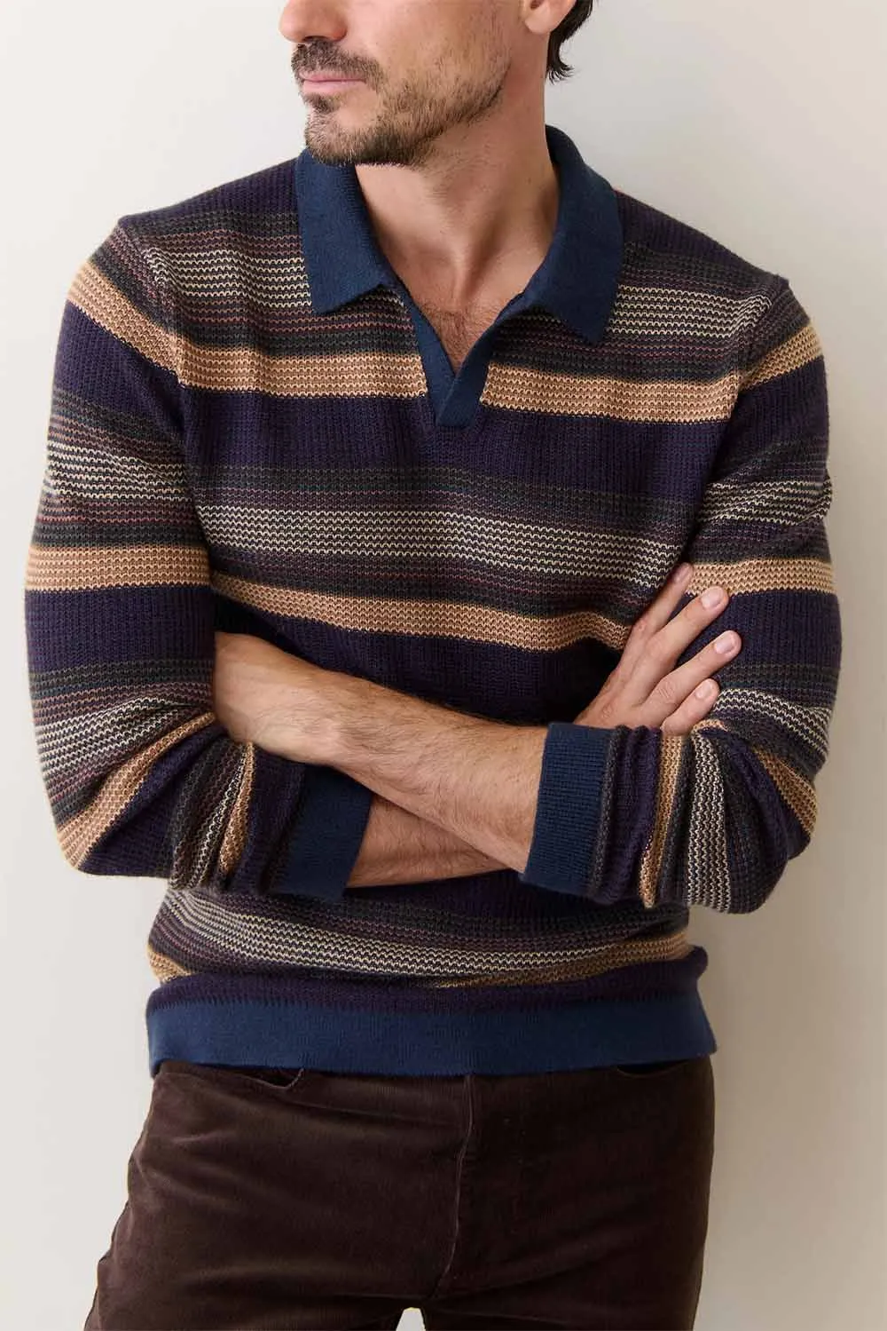LIAM SWEATER POLO Warm Multi Stripe sold by REVOLVR Menswear product image thumbnail 3