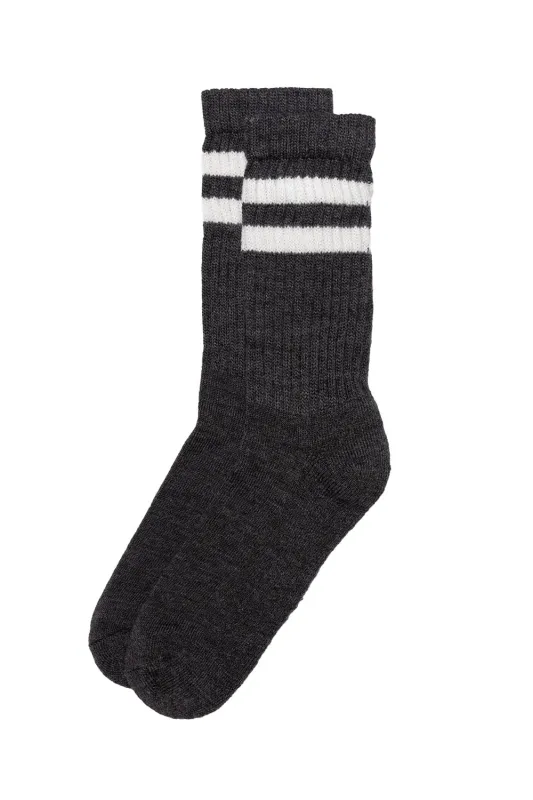 THE MERINO DOUBLE STRIPE Charcoal sold by REVOLVR Menswear