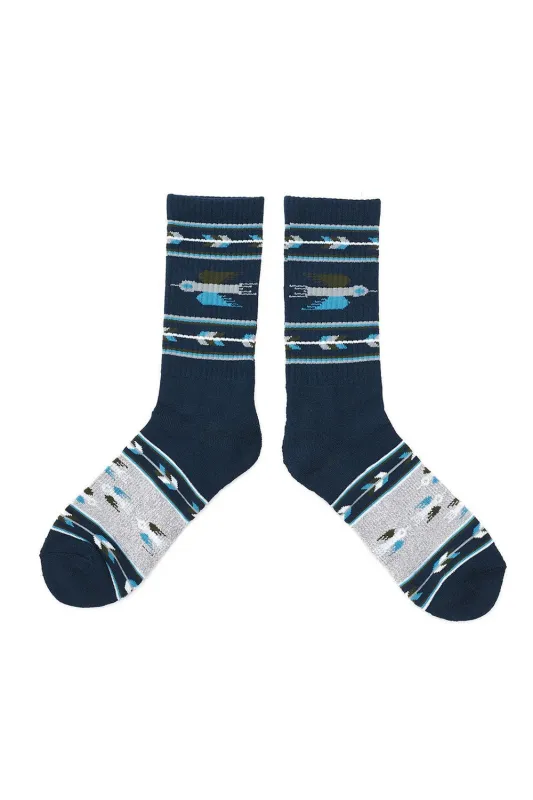 HEATHER THUNDERBIRD SOCKS Navy made by REVOLVR Menswear