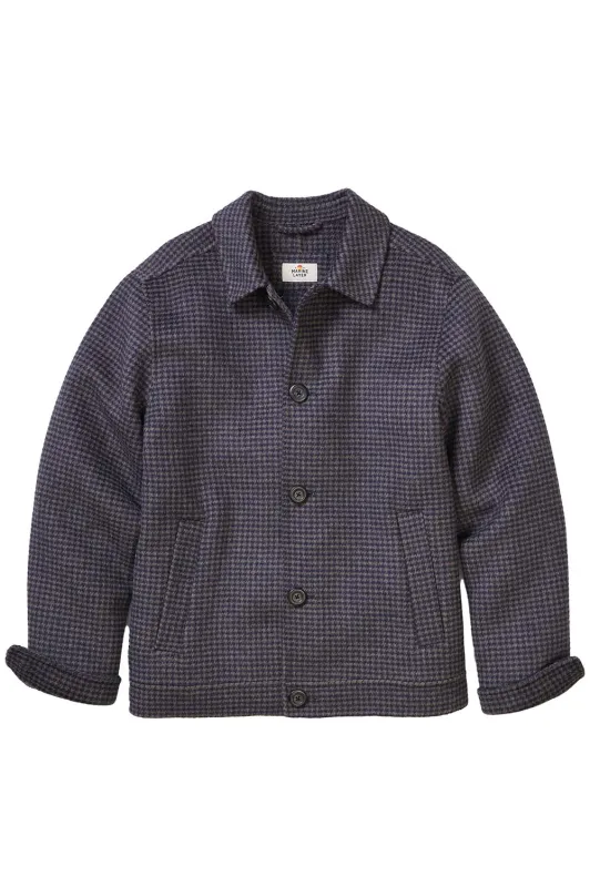 LUCA WOOL JACKET Navy/Taupe Houndstooth sold by REVOLVR Menswear