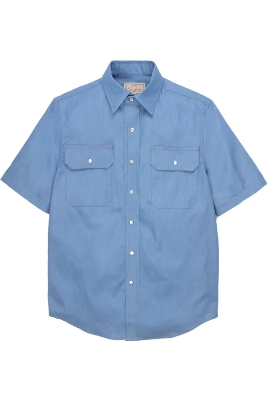 DROVER SS SHIRT Light Indigo Chambray sold by REVOLVR Menswear