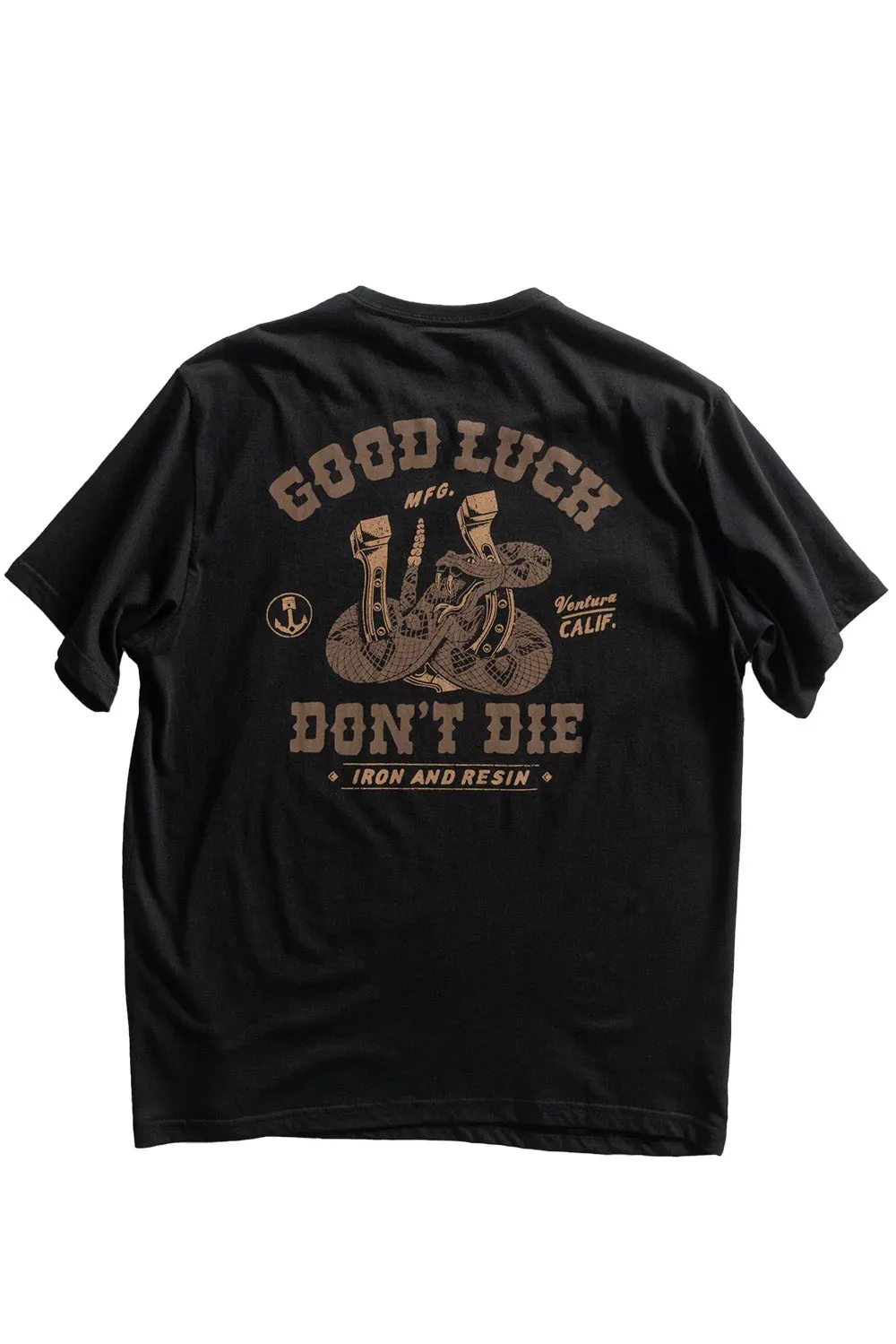 LUCKY HORSESHOE TEE Black sold by REVOLVR Menswear