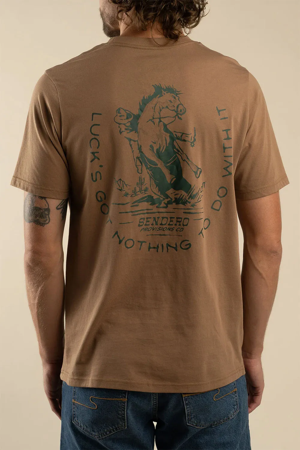 NO LUCK T-SHIRT Light Brown sold by REVOLVR Menswear product image thumbnail 3