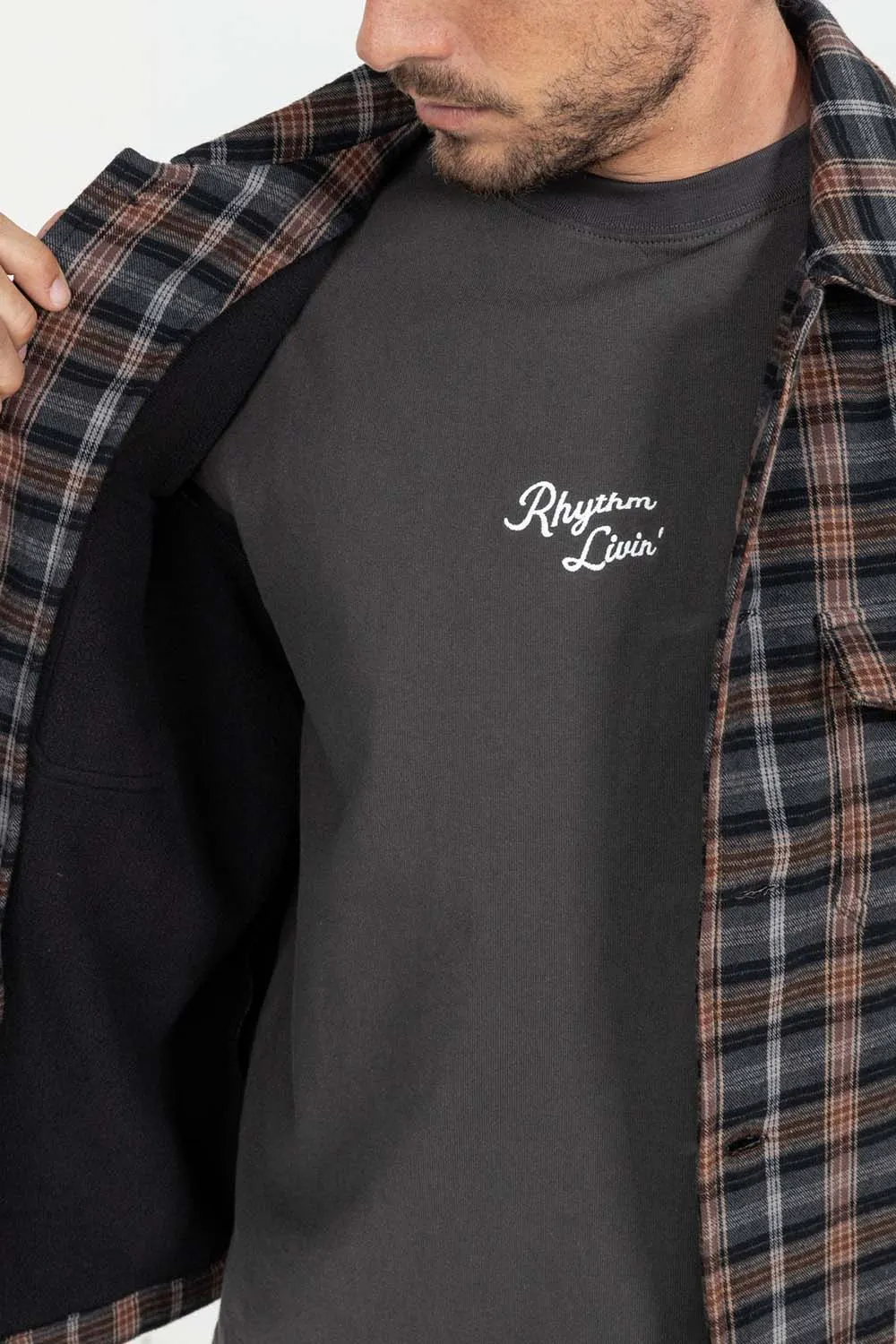 POLAR BOND LS FLANNEL Charcoal sold by REVOLVR Menswear product image thumbnail 4