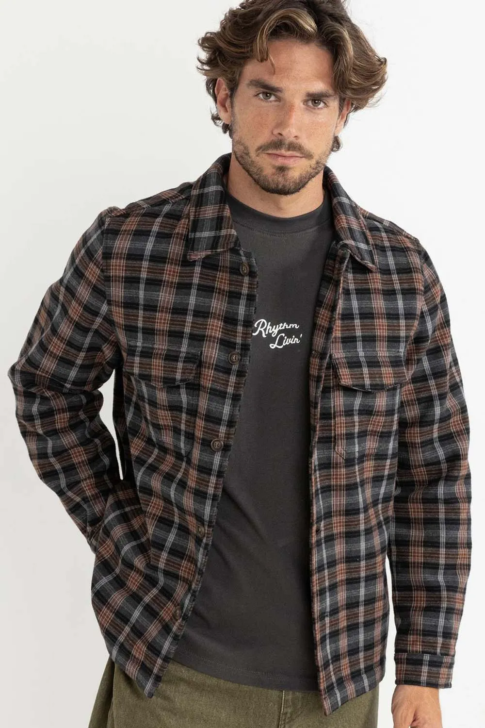 POLAR BOND LS FLANNEL Charcoal sold by REVOLVR Menswear product image thumbnail 2
