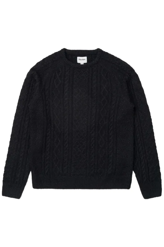 MOHAIR FISHERMANS KNIT Black made by Rhythm.