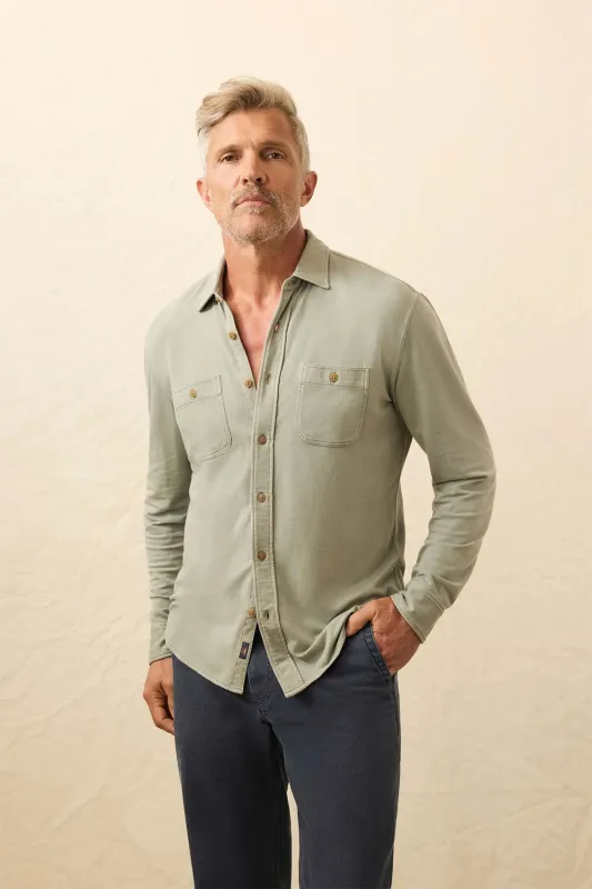 FIELD KNIT UTILITY SHIRT Coastal Sage sold by REVOLVR Menswear