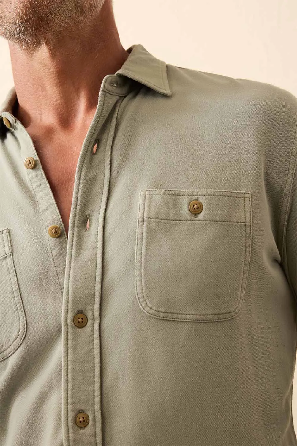 FIELD KNIT UTILITY SHIRT Coastal Sage sold by REVOLVR Menswear product image thumbnail 3