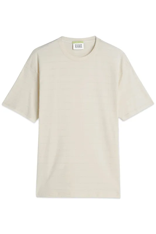 STRUCTURED JACQUARD T-SHIRT Eggnog sold by REVOLVR Menswear