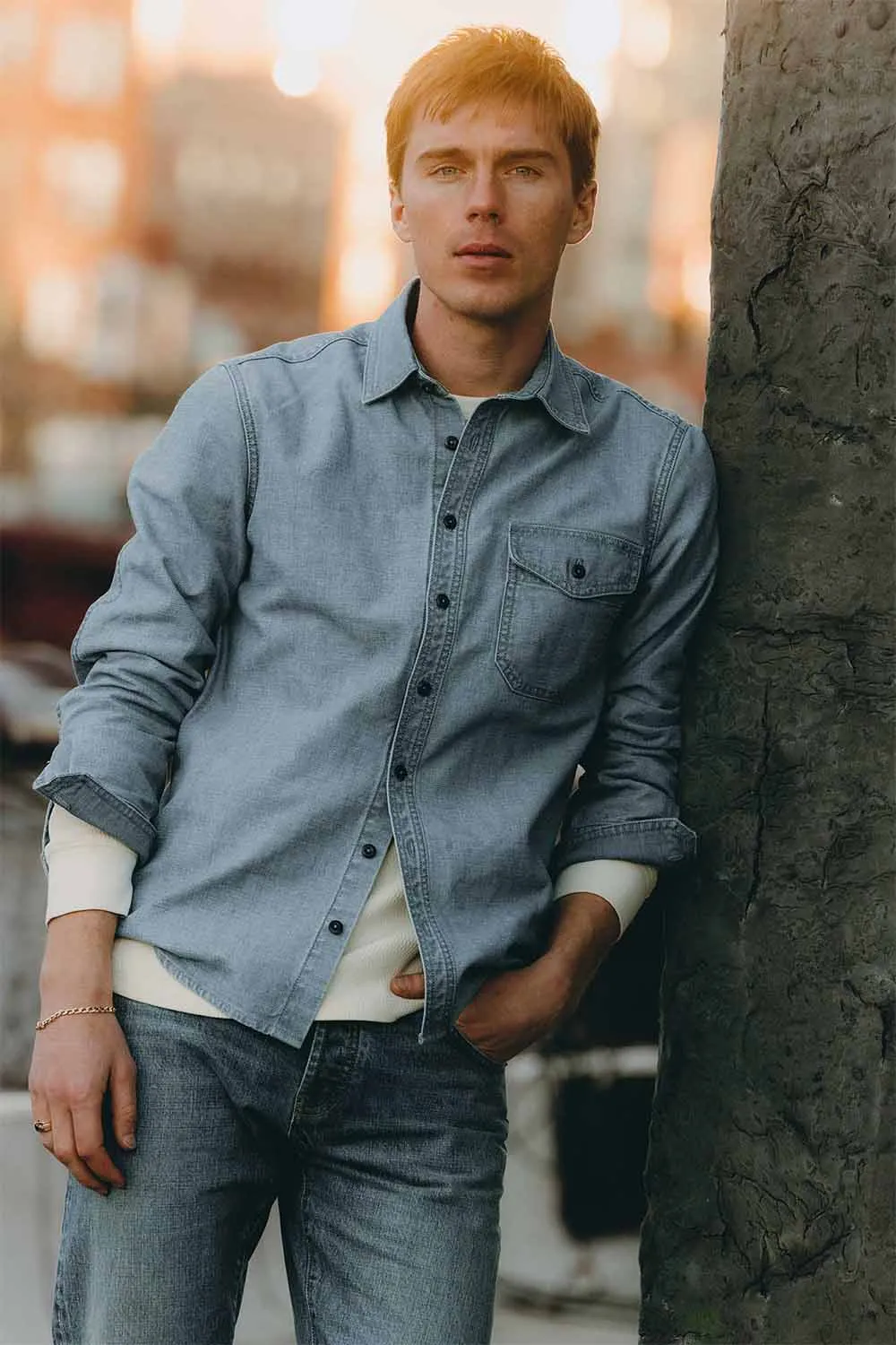 THE CADET SHIRT in Washed Indigo Oxford sold by REVOLVR Menswear product image thumbnail 2