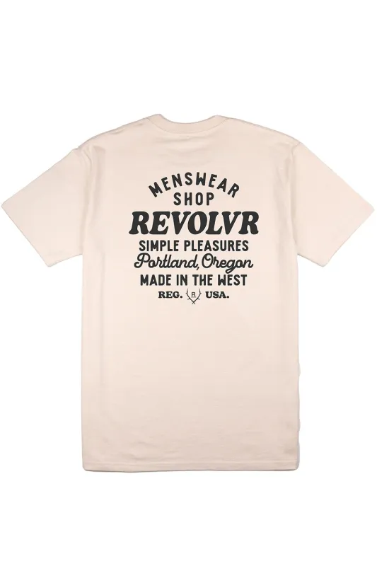 PORTLAND SHOP TEE Ecru/Charcoal sold by REVOLVR Menswear