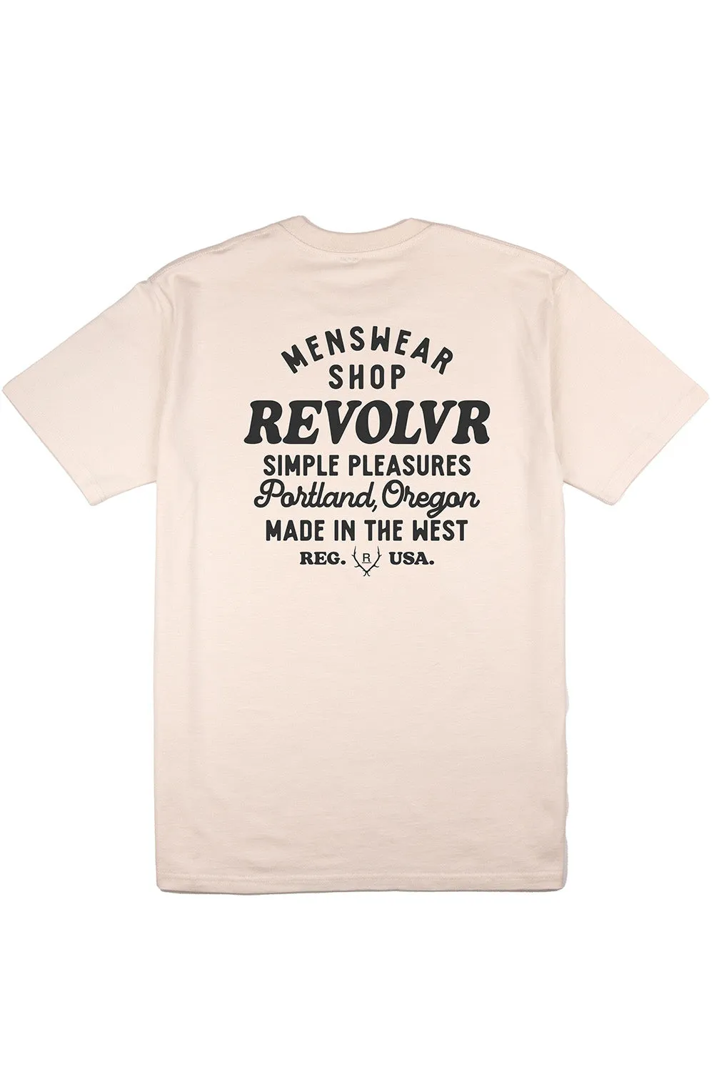 PORTLAND SHOP TEE Ecru/Charcoal sold by REVOLVR Menswear
