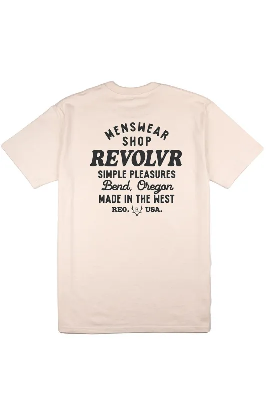 BEND SHOP TEE Ecru/Charcoal sold by REVOLVR Menswear
